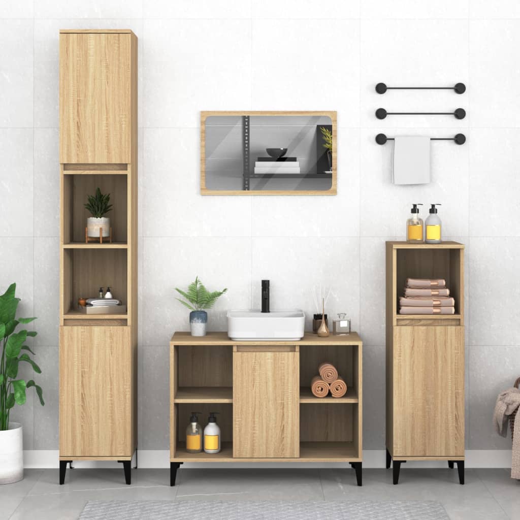 White Tinted Engineered Wooden Basin Organizer