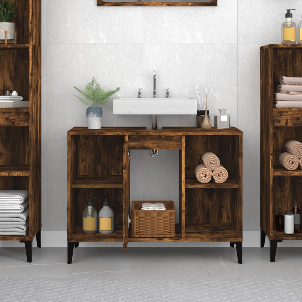 White Tinted Engineered Wooden Basin Organizer