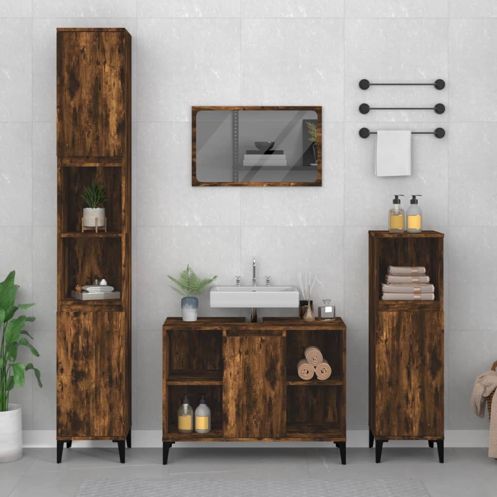 White Tinted Engineered Wooden Basin Organizer
