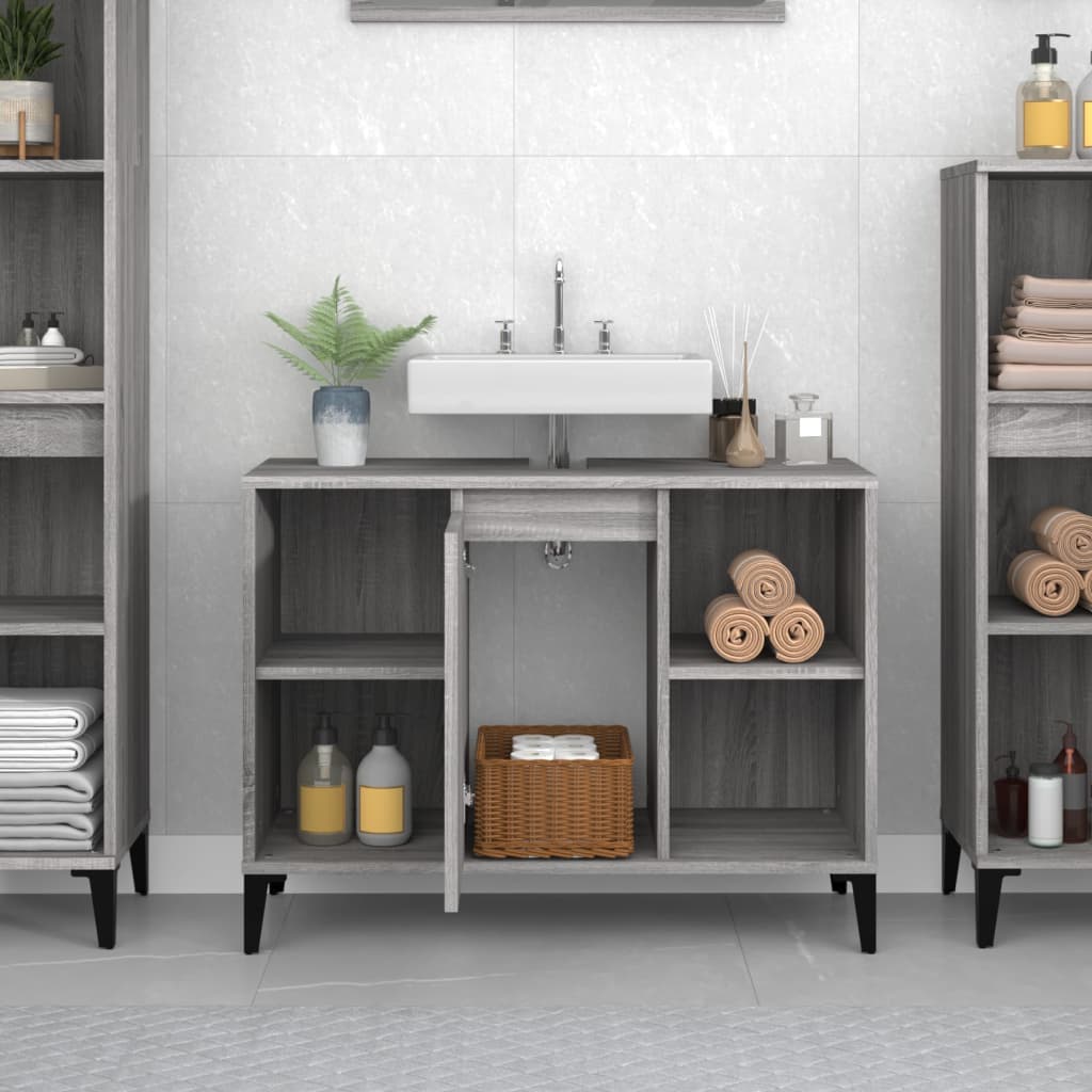 White Tinted Engineered Wooden Basin Organizer