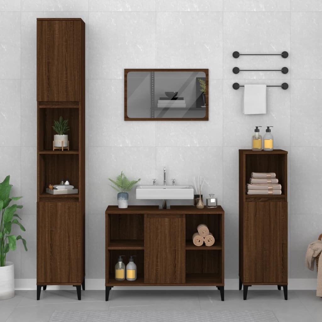 White Tinted Engineered Wooden Basin Organizer