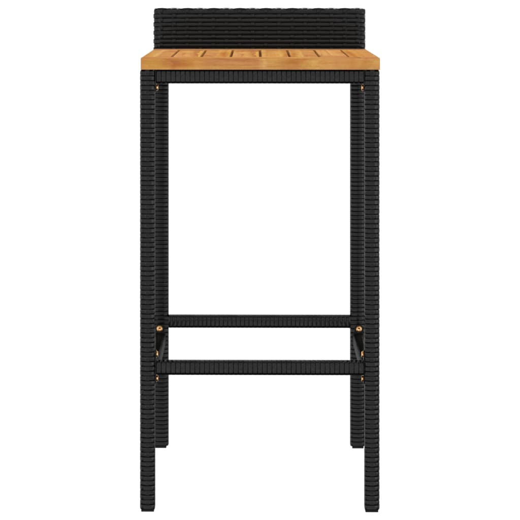 Elegant Duo: Poly Rattan & Acacia Wood Bar Stools (Set of 4)Black/Grey
