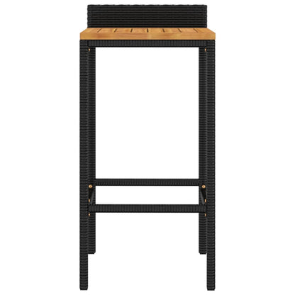 Elegant Duo: Poly Rattan & Acacia Wood Bar Stools (Set of 4)Black/Grey
