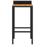 Elegant Duo: Poly Rattan & Acacia Wood Bar Stools (Set of 4)Black/Grey