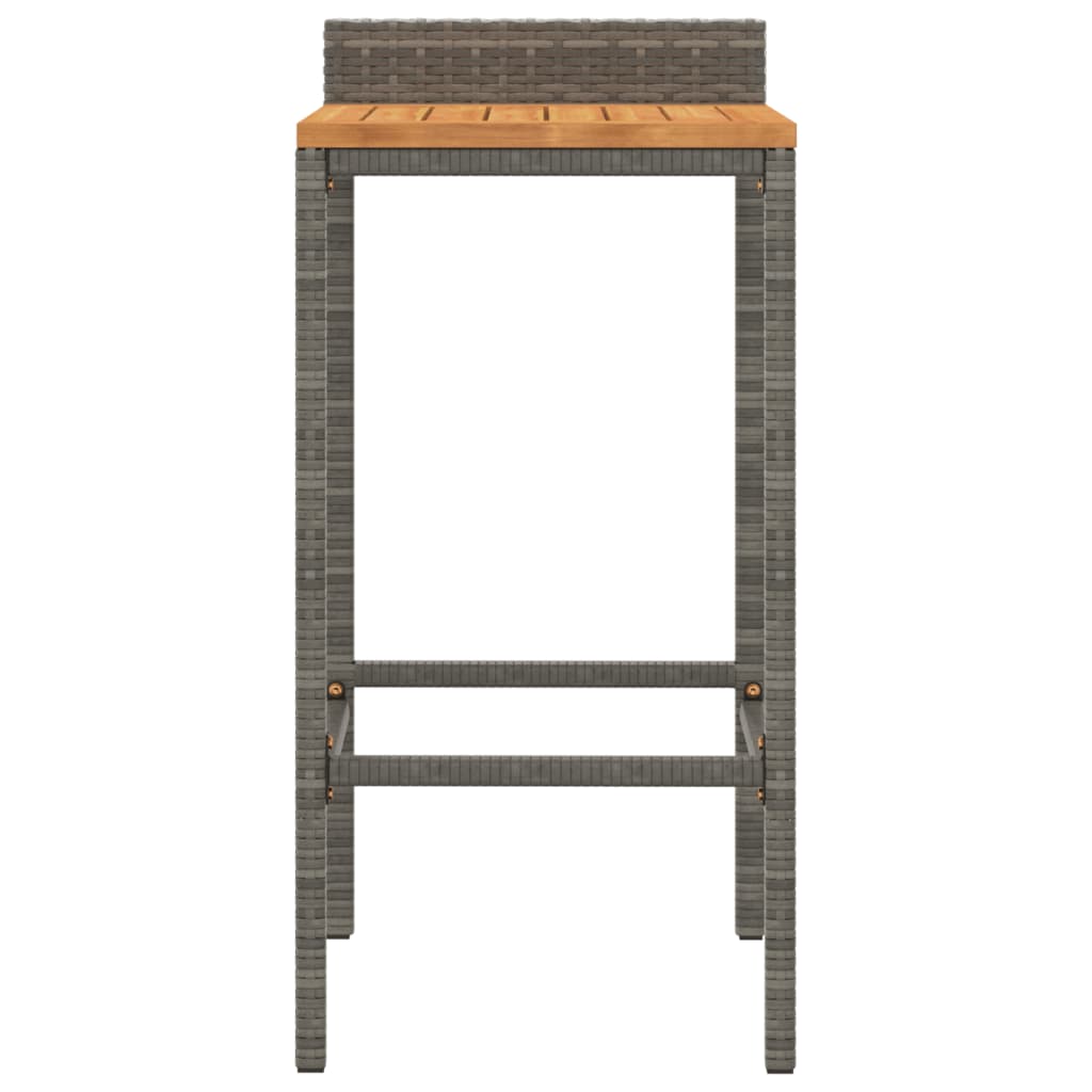 Elegant Duo: Poly Rattan & Acacia Wood Bar Stools (Set of 4)Black/Grey