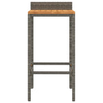 Elegant Duo: Poly Rattan & Acacia Wood Bar Stools (Set of 4)Black/Grey