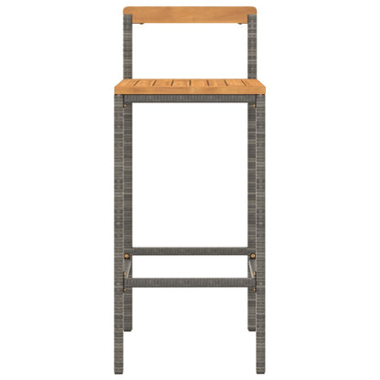 Elegant Duo: Poly Rattan and Solid Wood Acacia Bar Stools (Set of 2)Black\Grey
