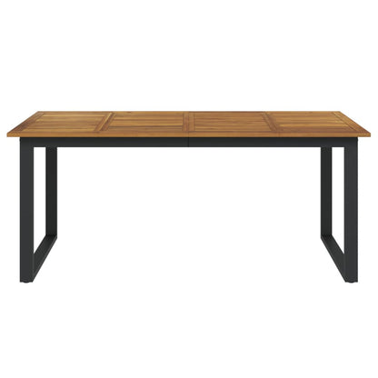 Rustic Charm: Solid Acacia Wood Garden Table with U-Shaped Legs