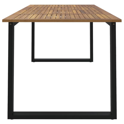 Rustic Charm: Solid Acacia Wood Garden Table with U-Shaped Legs