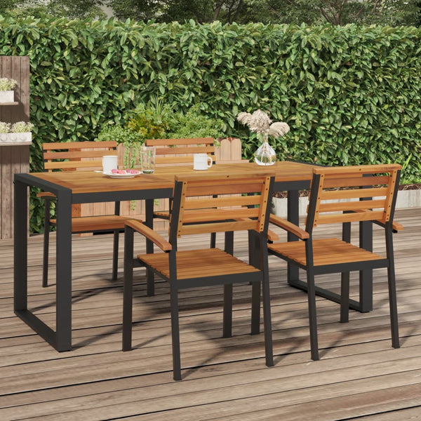  Harmony in Acacia: Solid Wood Garden Table with U-Shaped Legs