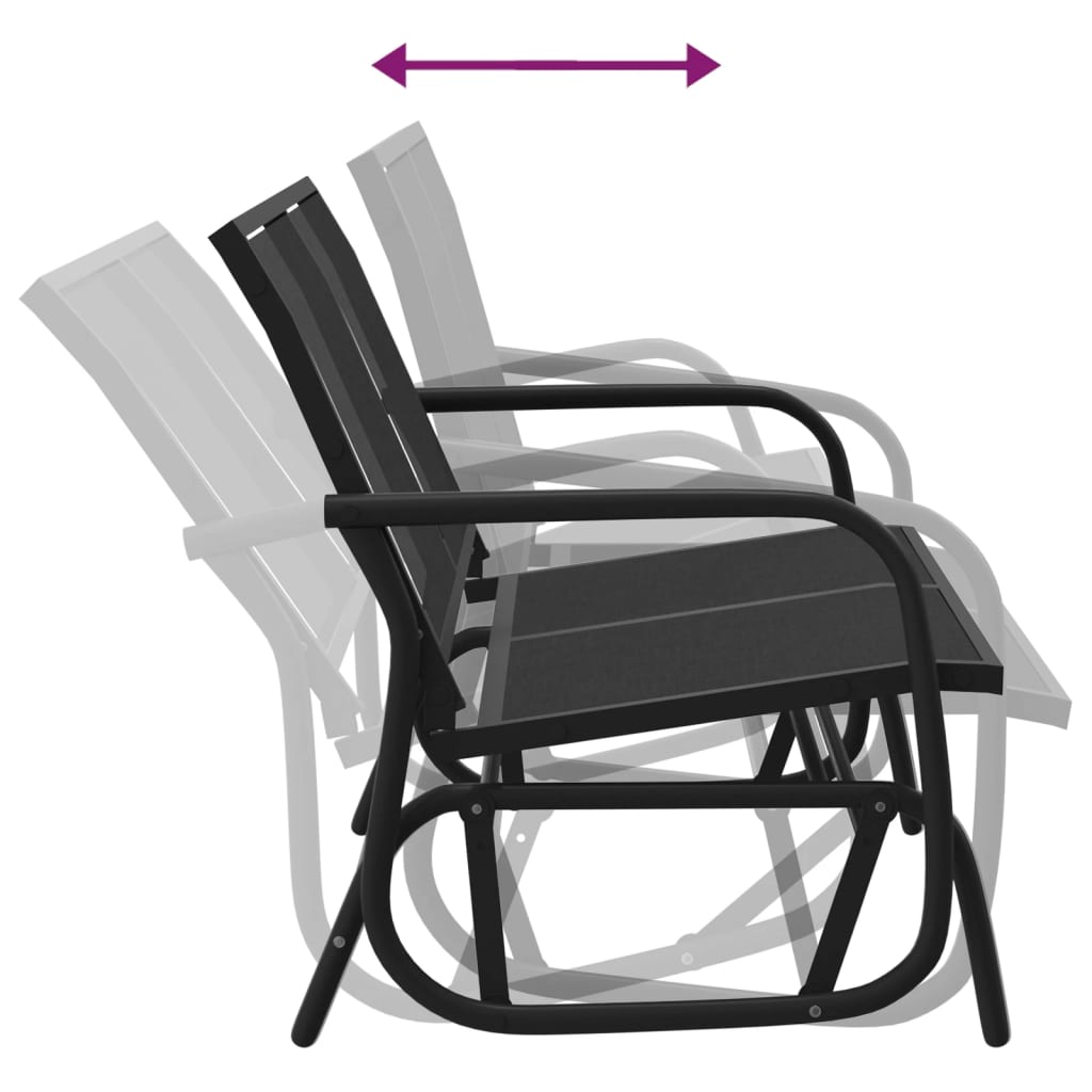 Serenity Swing: Black Textilene and Steel Garden Glider Bench