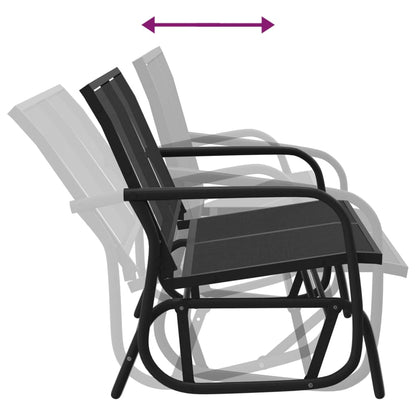 Serenity Swing: Black Textilene and Steel Garden Glider Bench