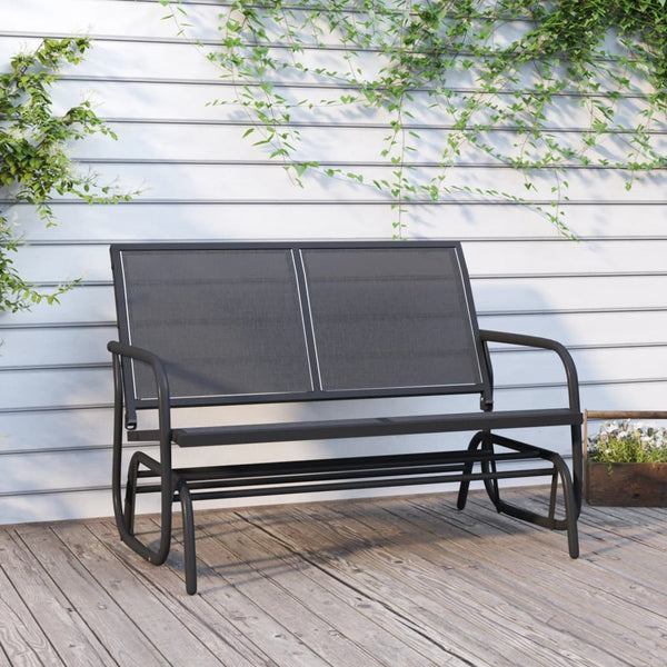  Serenity Swing: Black Textilene and Steel Garden Glider Bench