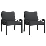 Elegant Steel Garden Chairs with Grey Cushions - Set of 2
