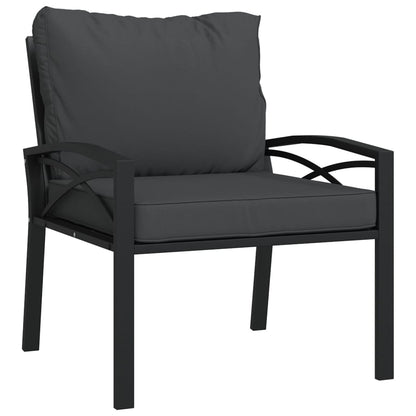 Elegant Steel Garden Chairs with Grey Cushions - Set of 2