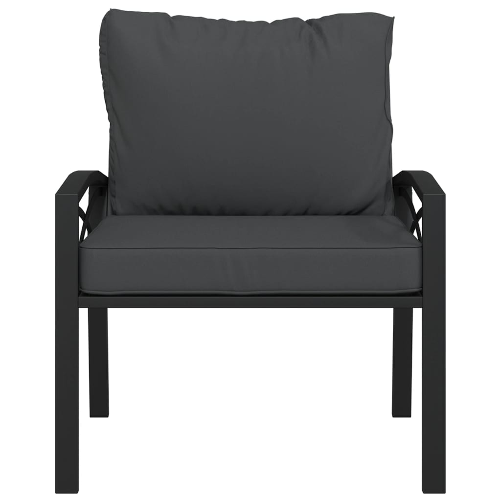 Elegant Steel Garden Chairs with Grey Cushions - Set of 2