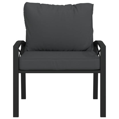 Elegant Steel Garden Chairs with Grey Cushions - Set of 2