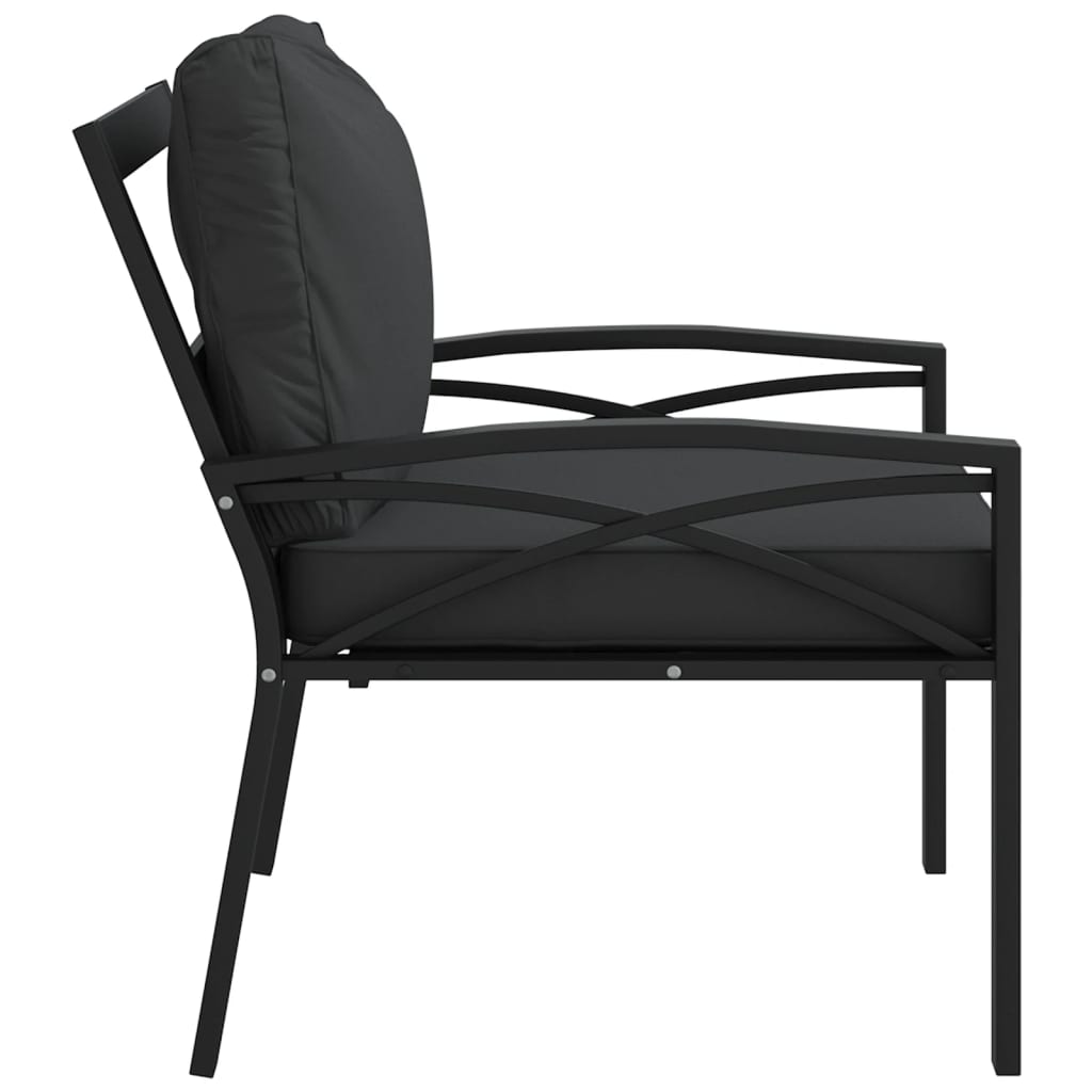 Elegant Steel Garden Chairs with Grey Cushions - Set of 2