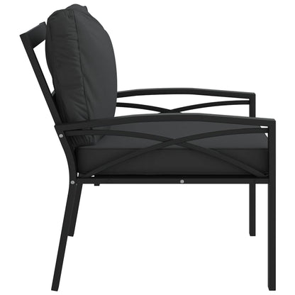 Elegant Steel Garden Chairs with Grey Cushions - Set of 2