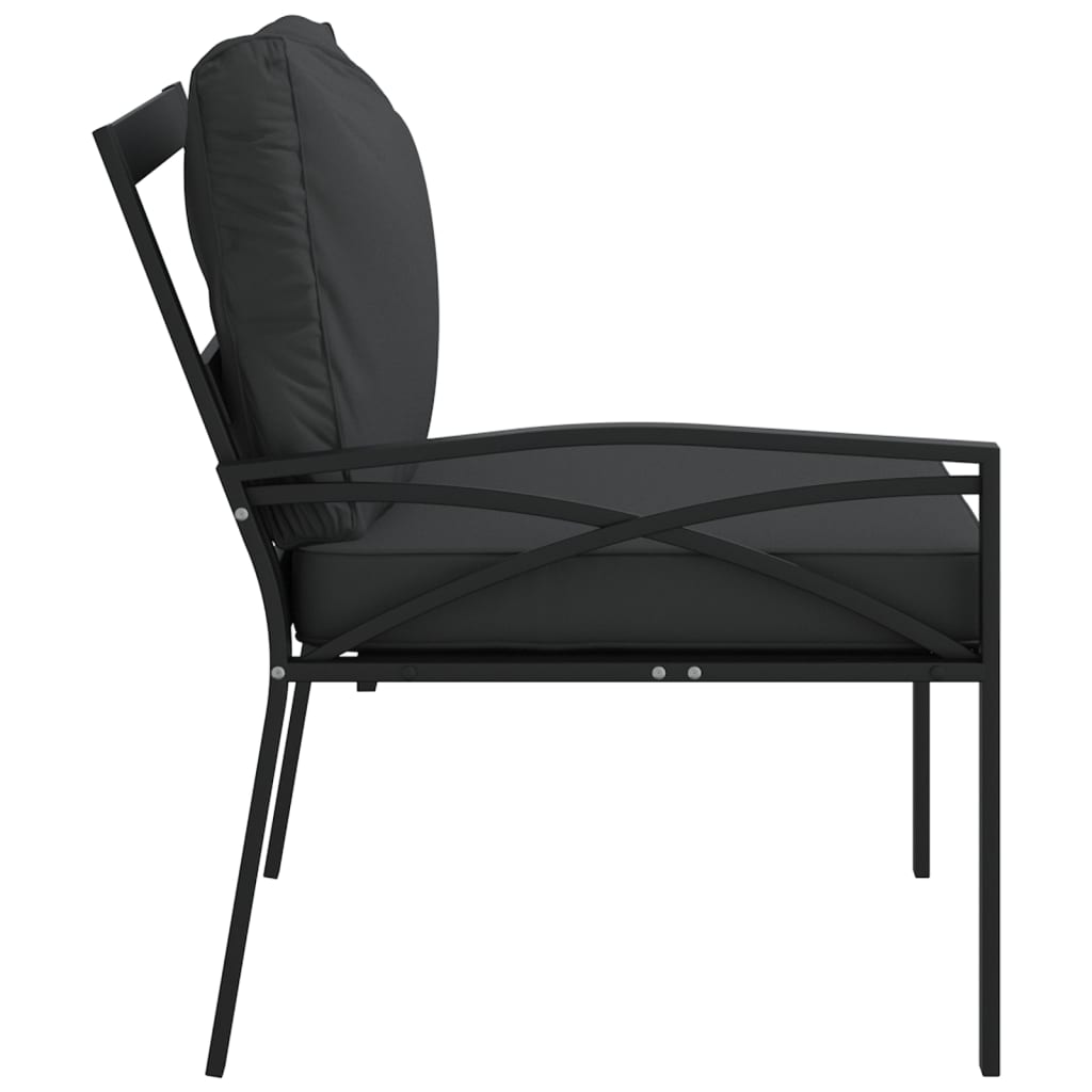 Elegant Steel Garden Chairs with Grey Cushions - Set of 2