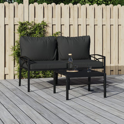 Elegant Steel Garden Chairs with Grey Cushions - Set of 2