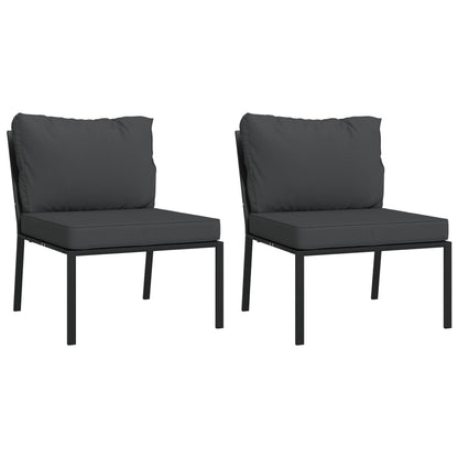 Elegant Steel Garden Chairs with Grey Cushions - Set of 2