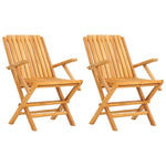 2 Pcs Solid and Stylish: Pair of Folding Teak Garden Chairs