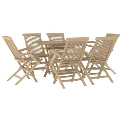 Grey Teak Grandeur: 7-Piece Solid Wood Garden Dining Set