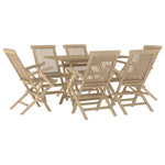 Grey Teak Grandeur: 7-Piece Solid Wood Garden Dining Set