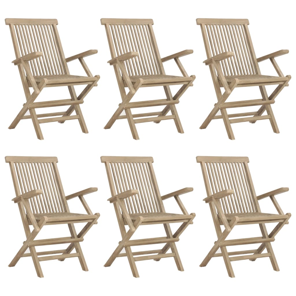 Grey Teak Grandeur: 7-Piece Solid Wood Garden Dining Set