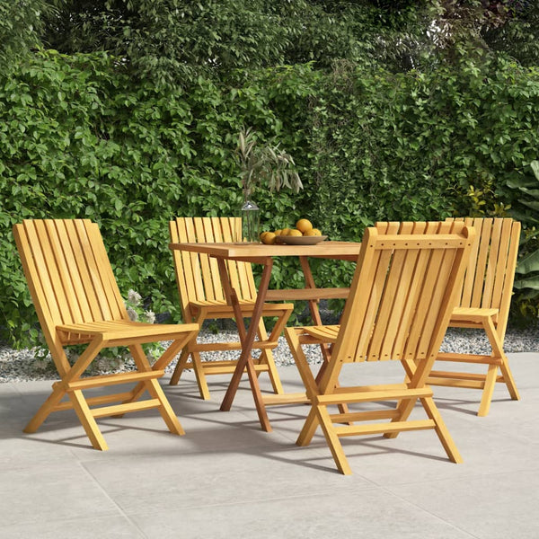  4-Pcs Teak Wood Folding Garden Chair Set