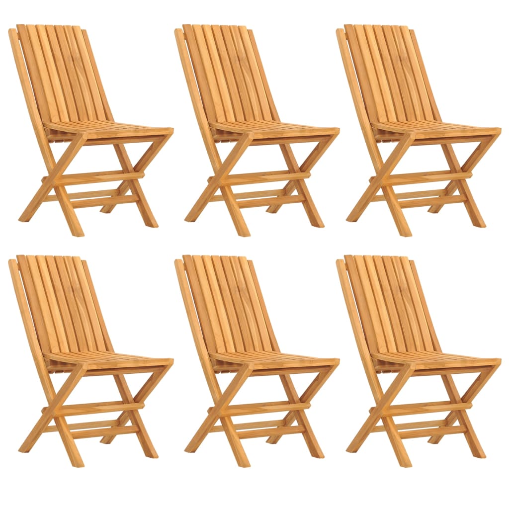 6-Piece Teak Wood Folding Garden Chairs - 47×47×89cm