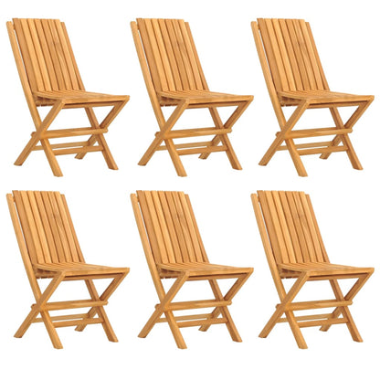 6-Piece Teak Wood Folding Garden Chairs - 47×47×89cm