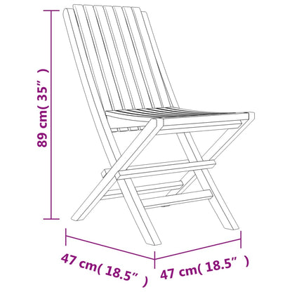 6-Piece Teak Wood Folding Garden Chairs - 47×47×89cm