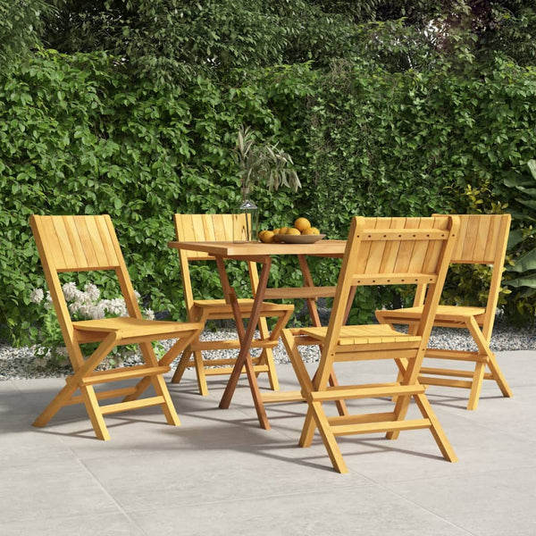  4-Piece Teak Wood Foldable Garden Chairs