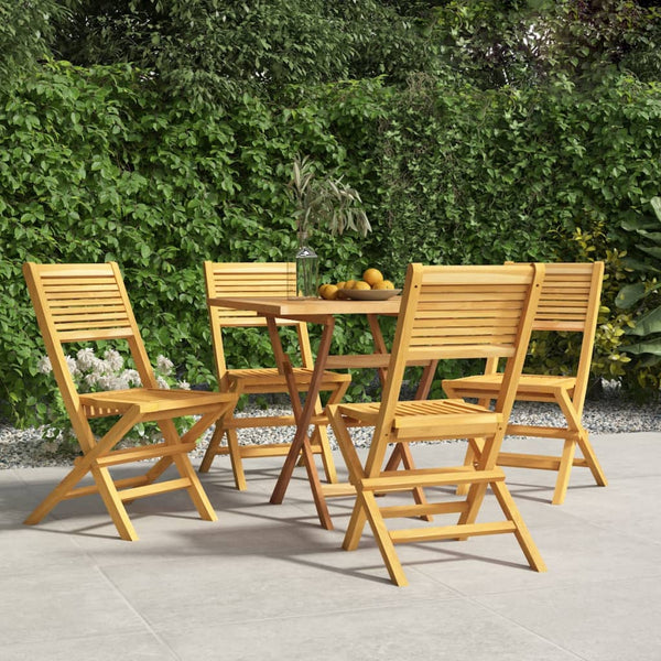  4-Piece Teak Wood Folding Garden Chairs