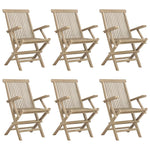 6-Piece Grey Teak Wood Folding Garden Chairs