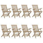 8-Piece Grey Teak Wood Folding Garden Chairs