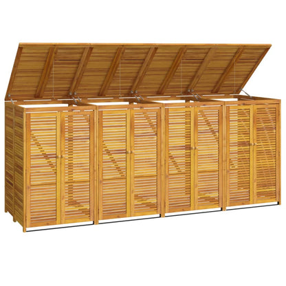 Quadrilateral Timber Waste Bin Shelter: Acacia Quadruple Garbage Shed