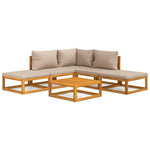 6-Piece Solid Wood Garden Lounge Set with Cushions