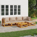 Rustic Taupe Respite: 6-Piece Solid Wood Garden Lounge Set