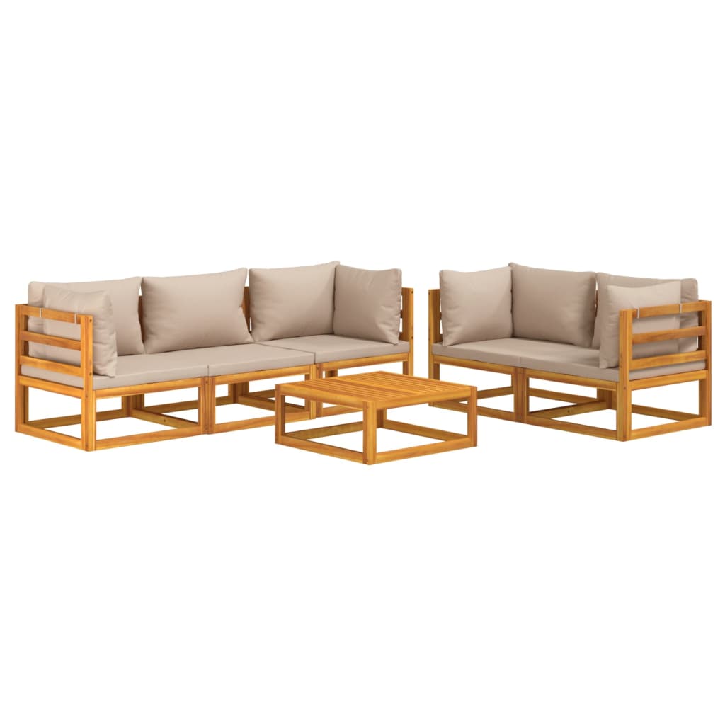 Taupe Twilight Gathering: 6-Piece Solid Wood Garden Lounge Set