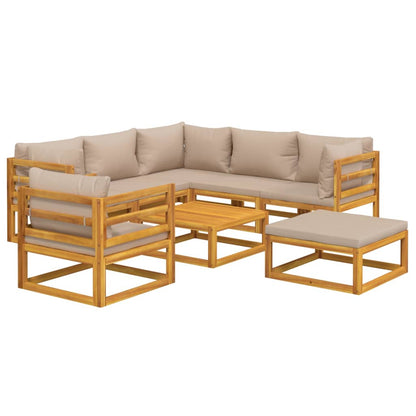 Taupe Oasis Octet: 8-Piece Solid Wood Garden Lounge Set