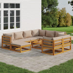 Taupe Oasis: 10-Piece Solid Wood Garden Lounge Set