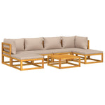 Taupe Garden Gala: 7-Piece Solid Wood Lounge Set