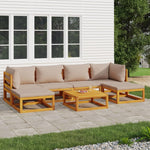 Taupe Garden Gala: 7-Piece Solid Wood Lounge Set