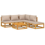 Taupe Timber Tranquility: 6-Piece Solid Wood Garden Lounge Set
