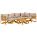 Taupe Harmony Haven: 6-Piece Solid Wood Garden Lounge Set