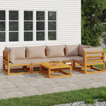 Taupe Harmony Haven: 6-Piece Solid Wood Garden Lounge Set