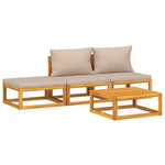 Taupe Timber: 4-Piece Solid Wood Garden Lounge Set